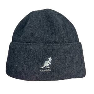 Vintage Kangol 100% Wool Pull On Beanie Hat Gray 1268BC One Size Kangaroo Brand